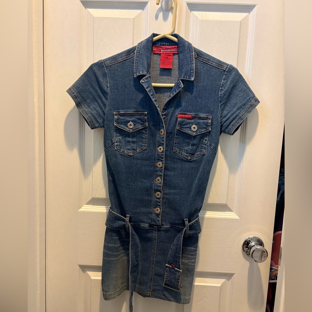 Lip Service Blue Denim Button-Front Shirt Dress